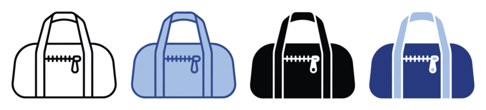Set of duffle bag icons representing sports and travel luggage for fitness applications and general graphic resources