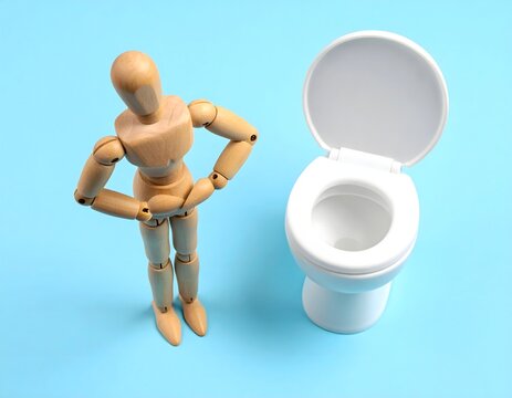 下痢によるお腹の不調を訴える人形