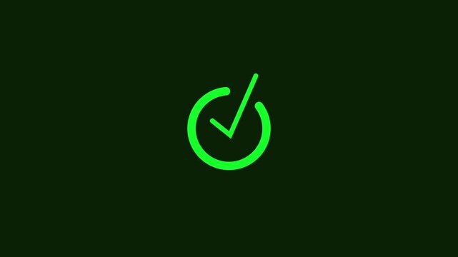 check mark icon with loading bar animation on a white background.