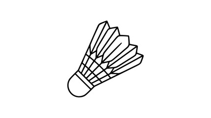 Minimalist black and white line art vector shuttlecock icon designed for sports technology interfaces, scoring apps, or badminton equipment packaging. © Farzana