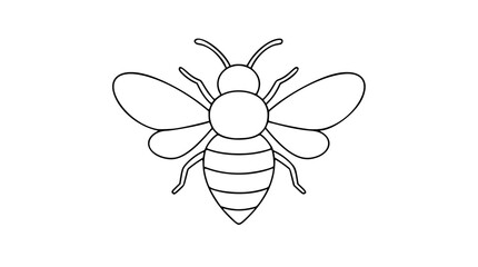 A clean black and white line art vector icon of a bee, ideal for nature-themed branding, educational materials, or organic product labels requiring a hand-drawn aesthetic. © Ehtsham