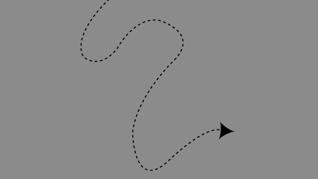 Dotted line animation moving from left to right point. Symbol of journey, progress, flying and target. Minimal travel and tourism concept. SD motion graphic on transparent