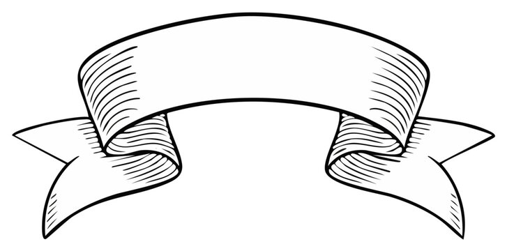 Classic ribbon banner scroll in a vintage hand drawn engraved illustration style