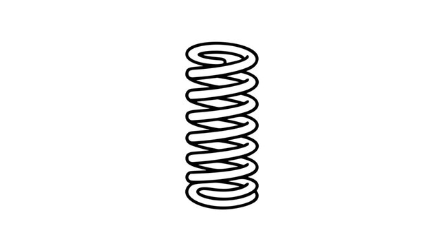 A clean black and white line art vector icon of a coiled spring with evenly wound loops, useful for physics diagrams, mattress or automotive branding, or flexible mechanism illustrations.