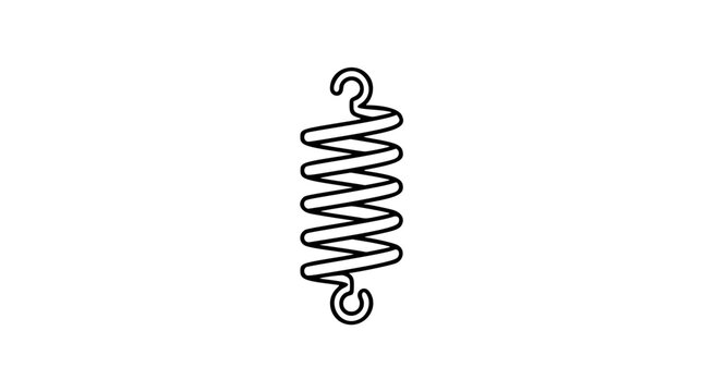A clean black and white line art vector icon of a tightly coiled spring with compressed loops, perfect for industrial design, physics education, or mechanical component visualizations.