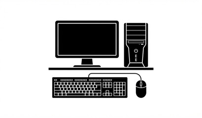 Fototapeta premium Desktop Computer Workstation Silhouette Icon