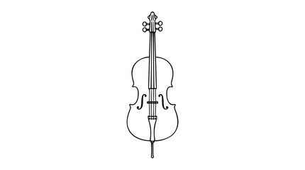 A hand-traced cello silhouette in minimalist black and white line art, ideal for music school logos, concert programs, or classical instrument illustrations. © Mohsin
