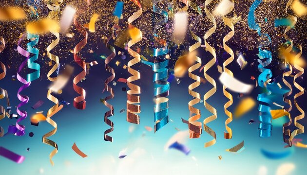 konfettiregen mit luftschlangen