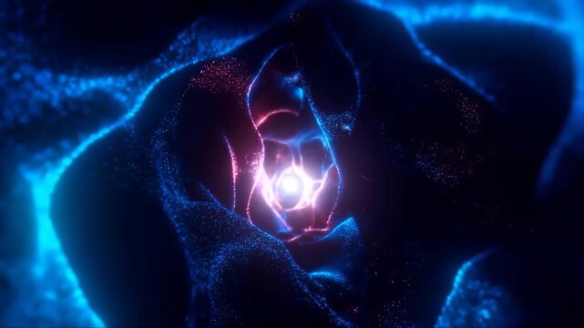 Nanotech Microscopic Cinematic World Showing Luminous Particles in Dark Background Featuring Science, Technology, Futuristic with Abstract