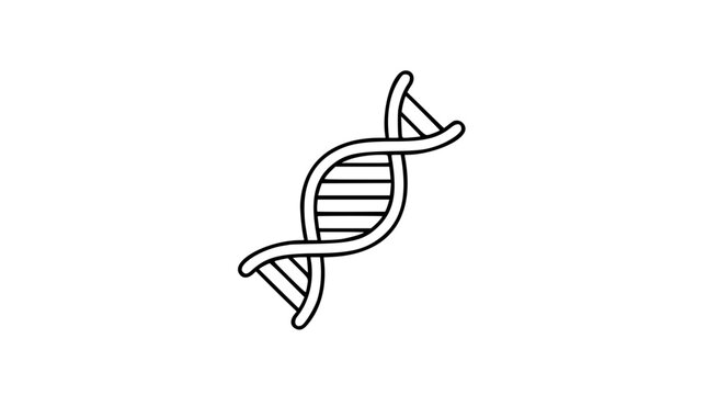 A clean black and white line art vector icon of an abstract DNA strand with flowing curves, ideal for wellness brands, genetic counseling services, or modern science-themed creative projects.