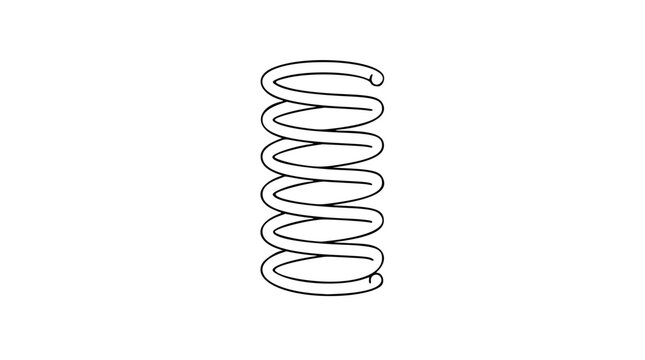A coiled spring rendered in clean black and white line art, perfect for illustrating flexibility, mechanics, or bounce concepts in engineering and design projects.