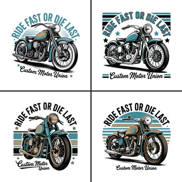 Vintage style motorcycle graphic design with bold custom typography text
