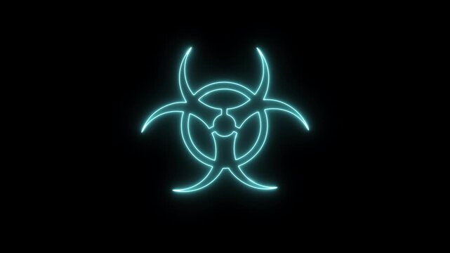 Biohazard neon icon 4K video animation	