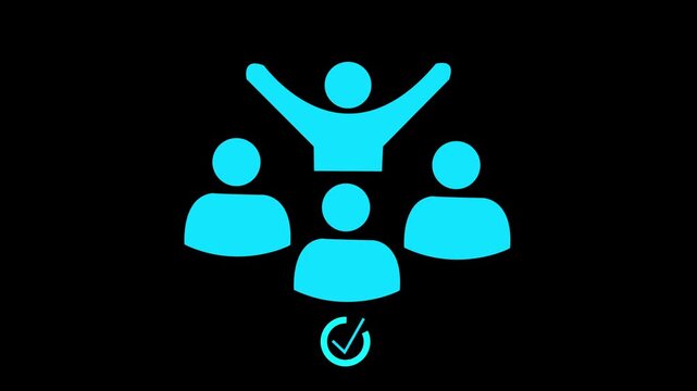 White Project team base icon isolated on blue background. Business analysis and planning, consulting, team work, project management. 4 Video motion graphic animation