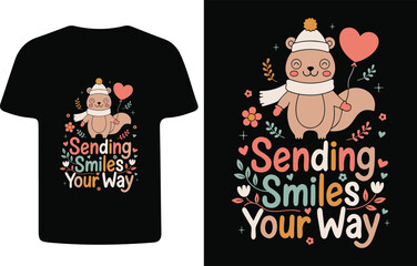 Teddy Bear Illustration With Heart And Floral Ornament T shirt Design ©  Designer Abdullah 