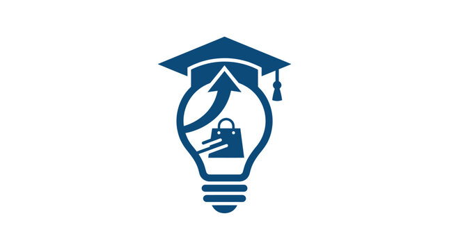 Graduation Cap on Light Bulb Icon.
