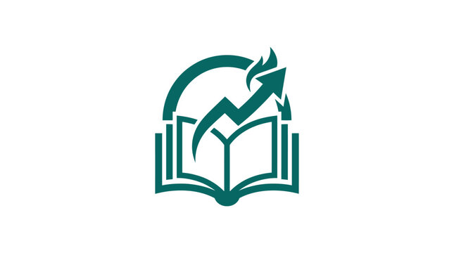Green book with upward arrow logo.