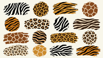 Hand Drawn Wild Animal Print Brush Stroke Icon Set Collection © FAZAR