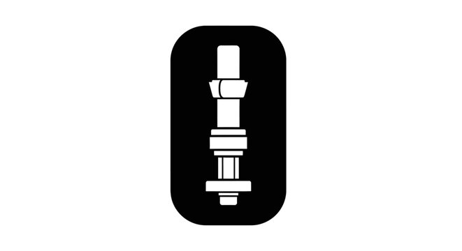 Bicycle Valve Stem Icon - Schrader Type, White on Black Background