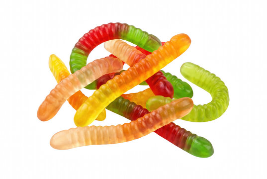 Colorful Pile of Assorted Gummy Worm Candies