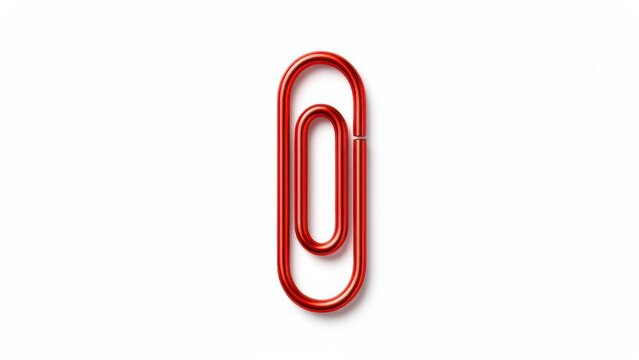 minimalist neon red paperclip on white background studio shot for mockup graphic design asset