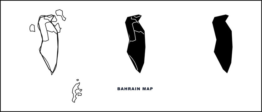 Bahrain map icon set, vector illustration