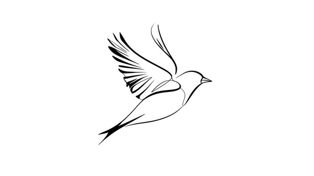 Minimalist bird drawing on white background.