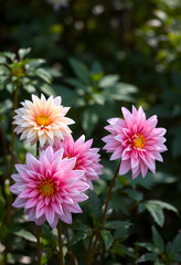 Obraz premium Close-up of blooming dahlia flowers in garden