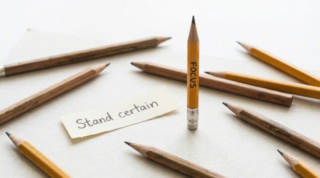 Pencil standing tall with the word focus written on it