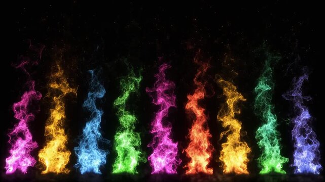 虹色炎の柱が噴き上がる演出動画