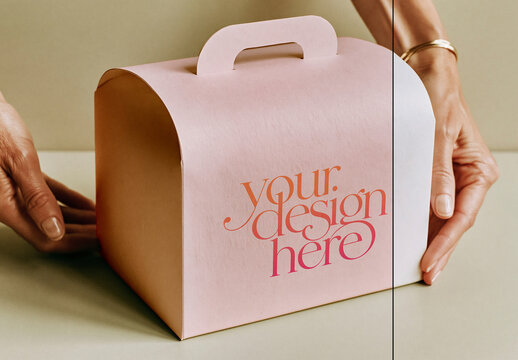 Handled Cake Box Packaging Mockup