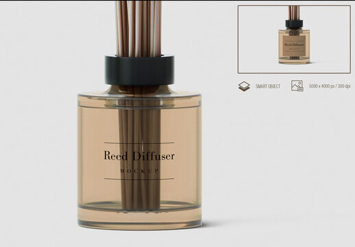 Reed Diffuser Glass Bottle Mockup with Editable Label