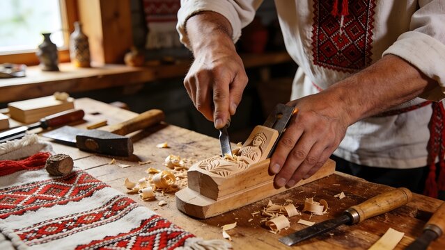 	Belarusian Artisan Workshop with Hands and Tools