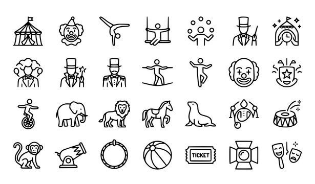 Circus icons and symbols