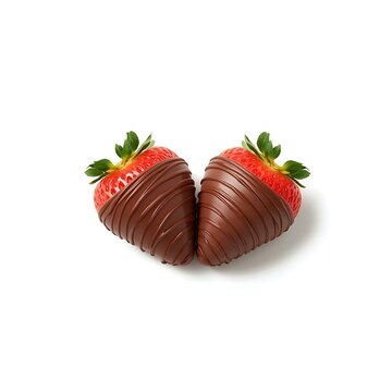 Chocolate covered strawberries on white background
