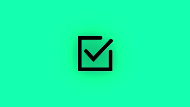 Animated checkmark on green screen, minimalist task completion symbol for ui tick success completed approve