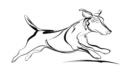 Fototapeta premium Running dog illustration on white background.