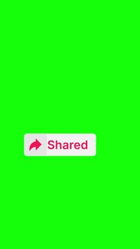 Share Button Animation Pack Green Screen Vertical 4K.  The animation begins with a share arrow icon and the word &ldquo;Share,&rdquo; then changes to a colored &ldquo;Shared&rdquo; confirmation state.