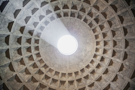 The oculus and coffered dome of the Pantheon, Rome, Italy