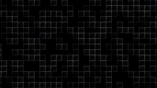 Grid pattern with black background and simple geometric shapes