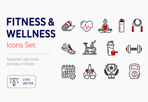 Fitness and Wellness Icon Set