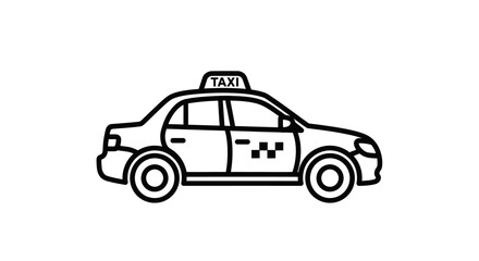 Obraz premium Simple line art icon of a taxi car with 