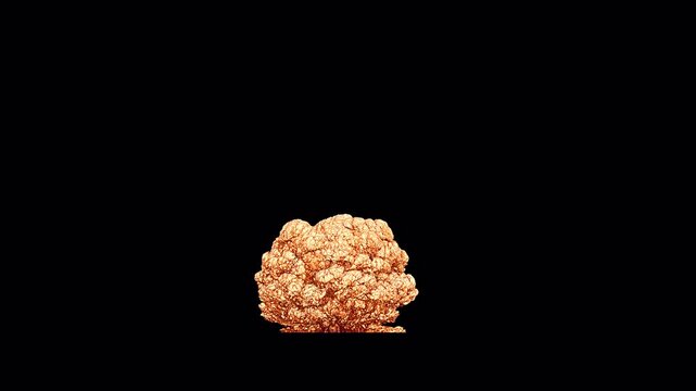 Explosive fire cloud animation isolated on black background.