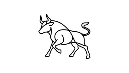 Fototapeta premium Minimalist bull illustration on white background.