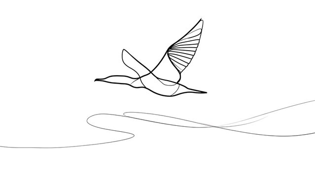 Flying bird illustration on white background.