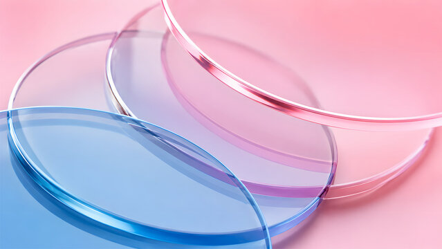 3d layered pink and blue circle glass morphism background