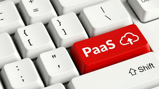 PaaS Keyboard Button &ndash; Platform as a Service, Cloud Application Development and IT Services Concept