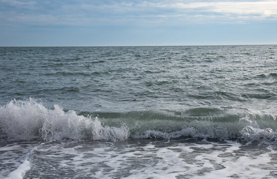 Big waves on the Black Sea coast in winter day