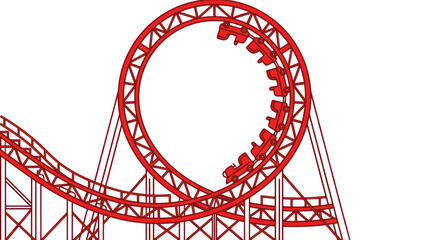 Red Roller Coaster Loop Thrill Ride © daun