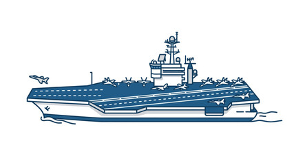 Aircraft Carrier Vector Illustration with Fighter Jets © aris yanto